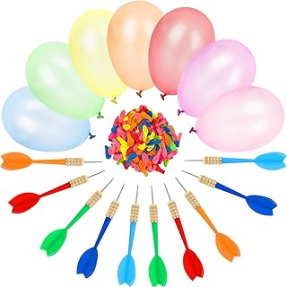 LovesTown 1000PCS Carnival Games Darts & Balloons Set, 6inch Circus Decorations Water Balloons with 10PCS Darts for Carnival Party Supplies