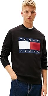 Men's Medium Weight Crewneck Sweatshirt With Printed Flag Logo