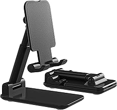 Phone Stand for Desk, Cell Phone Holder Cute Smart Cellphone Stand Foldable Stands Compatible with Under 8" Devices, Office Accessories, Black, 1