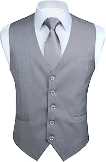 Men's Suit Vest Business Formal Dress Waistcoat Solid Color Vest for Suit or Tuxedo