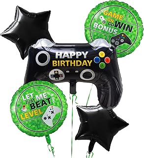 5 Pcs Video Game Party Decoration, Level Up Birthday Balloons,Video Game Foil Balloon for Game On Birthday Party Supplies
