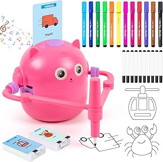 TREEFIA Drawing Robot for Kids, Drawing Robot for Kids 6 7 8 9 10 11 12 Year Old, Doodle Bot Toy with 100 Word Cards & 16 Color Pens for Girls and Boys