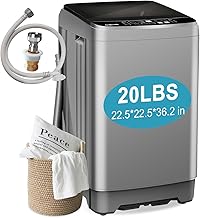 20lbs Portable Washing Machine, Fully Automatic Laundry Washer with LED Display, 10 Programs & 8 Water Levels, Top Load Clothes Washer for Apartment, Dorm, Grey