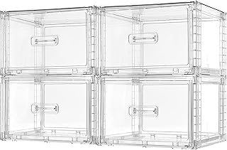 Vtopmart 4 Pack 18QT Clear Stackable Storage Drawers,Easily Assemble Closet Organizers,Plastic Storage Bins for Bathroom,Cabinet,Kitchen Pantry,Under Sink Organization(Medium)