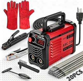 Hpoouo 200Amp 20PCS Rods Stick Welder, Super MINI Portable Welding Machine, IGBT Inverter Welder Machine 110V with Hot Start Arc Force Anti-Stick, for 1/16"-1/8" Rod ARC Welder, 2 Chip Hammers (Red)
