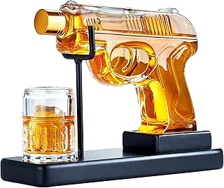 Birthday Gifts for Men Dad, Kollea Gun Whiskey Decanter Sets for Men, Shot Glass, Funny Gift Idea for Him Brother, Liquor Dispenser for Bar, Alcohol, Anniversary, Military Present, Cave, New Year