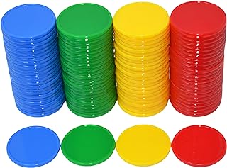 Smartdealspro Set of 100 1 Inch Opaque Plastic Learning Counters Mini Poker Chips Game Tokens with Storage Box (4 Colors-Red,Yellow,Blue,Green)
