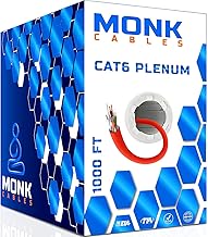 MONK CABLES | CAT6 Plenum Cable 1000ft | UTP, 23AWG, 550MHz | DSX-8000 Certified | Most Certified Cable of The Whole Market (Red)