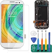 for Samsung Galaxy S3 LCD Replacement I9300 I9301 I535 Touch Screen Digitizer TFT Display Touchscreen Glass with Frame Assembly Kits,(NOT AMOLED) NOT Include Tempered Glass(White)(Only Fit i9300)