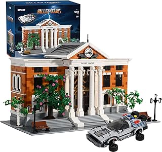Valley Court Architecture Building Blocks Set with 2-Story,Retro Futuristic Courthouse Mall – with Flying Car & Modular Architecture Building Blocks,(4269PCS)