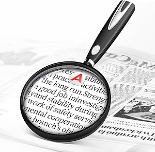 10X 30X Magnifying Glass for Reading, Handheld Magnifier for Reading, 90mm Magnifying Glass Scratch Resistant Lens, Soft Handle for Close Work Book Newspaper Nature Exploration (Black)