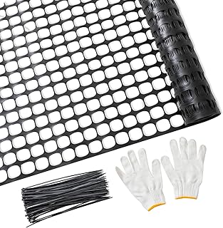 PotatoLife Plastic Mesh Fence Safety Fence, 4'x100' Roll with 100 Zip Ties, Resuable Temporary Netting for Garden Fencing, Construction, Snow Fencing, Animal Barrier, Poultry, Deer, Patio, Black