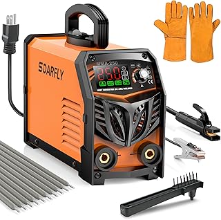 SOARFLY Stick Welder, 250Amp ARC Welding Machine with Large LED Display, Dual Voltage 110V/220V IGBT Inverter Portable Welder w/10 Rods, Ground Clamp, Electrode Clamp, Hot Start, Arc Force, Anti-Stick