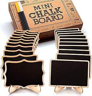 Mini Chalkboard Signs, 20 Pack Framed Small Chalk Board Food Labels with Easel Stand for Party Buffet or Wedding Celebration, Wooden Blackboard as Place Cards for Table Setting or Numbers