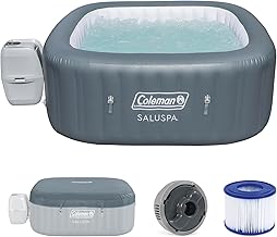 Coleman Hawaii 4 to 6 Person Inflatable Hot Tub, Square Energy-Efficient Portable Outdoor Spa with 140 AirJets, 71" x 28"