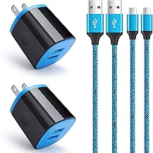 Android Phone Wall Charger Micro USB Cable, Charger Head Charge Block with 6ft Fast Charging Cord Compatible for Samsung Galaxy S7 S6 Active J3 S5 S2 J7 J7V J5 J3 J3V J2, Moto E5 E4 G4 G5S G6/G6 Play