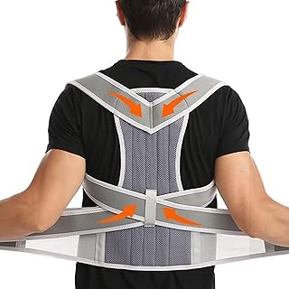 Breathable Posture Corrector for Men and Women Full Back Brace Humpback Girdle Spine Lumbar Support Belt Therapy Corset Shoulder Neck Clavicle Waist Pain Relief(Grey,L)