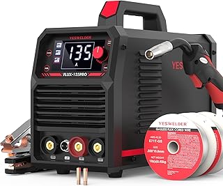 YESWELDER 135A MIG Welder, 110V Flux Core Gasless MIG/Lift TIG/Stick 3-in-1 Synergic Control LED Display Welding Machine, Bonus Flux Core Wire