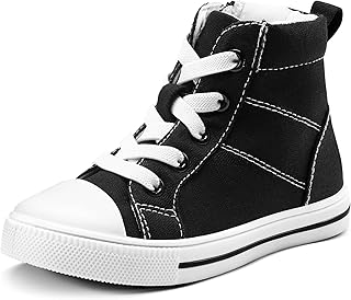 Kids Sneakers for Boys and Girls Toddler Canvas High Top Walking Causal Shoes with Zipper
