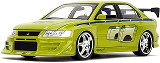 Toys Fast & Furious 1:24 Brian's Mitsubishi Lancer Evolution VII Die-cast Car, toys for kids and adults, Lime Green (99788)
