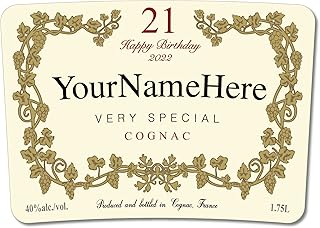 Custom Liquor Bottle Label to fit Hennessy Cognac Bottles – Personalized Sticker, Custom Text (No Proof)