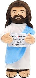 Yelakey Jesus Plush, 13" Jesus Stuffed Plushie Doll with Positive Card for Christmas Religious Easter Church Sunday School Toy Gift for Kids (A)
