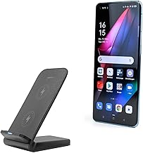 Charger Compatible with Oppo Find X3 Pro - Wireless QuickCharge Stand (15W), Desktop Viewing Wireless Charging - Jet Black