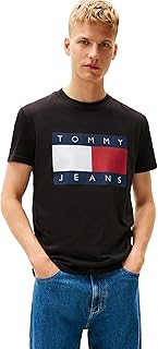 Men's Short Sleeve Cotton Graphic T-Shirts with Big Flag Logo Design