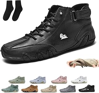 SPFPDD Men’s Handmade Suede High-Top Boots, Fashion Waterproof Lightweight Breathable Non-Slip Beck Shoes for Walking and Everyday Wear(Black,US 13)