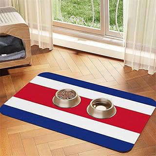Flag of Costa Rica Print Pet Feeding Mat Dog Mat for Food and Water Bowl Dogs Water Dispenser Mat Dogs Accessories