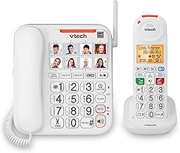 VTech SN5147 Amplified Corded/Cordless Senior Phone with Answering Machine, Big Buttons, 90dB Extra-Loud Ringer, 50dB Audio Assist, Call Blocker