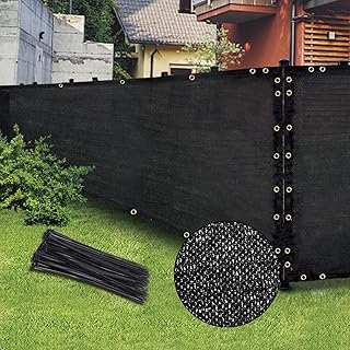 Black 6FT X 50FT Outdoor Privacy Screen Fence & Mesh Shade Net Cover, Ideal for Garden and Backyard - Enhances Privacy for Fencing & Chain Link, Perfect for Patio Privacy Wall, Slats,Freestanding