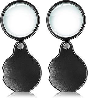 Wapodeai 2pcs 10x Small Pocket Magnify Glass, Apply to Reading, Science, Jewelry, Hobbies, Books