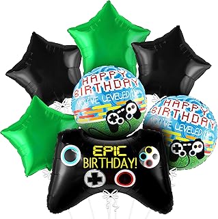 KatchOn, Huge Video Game Balloons - Pack of 7 - Video Game Controller Mylar Balloon | Gamer Birthday Party Decoration | Gaming Balloons for Birthday Party Supplies | Level Up Birthday Decorations