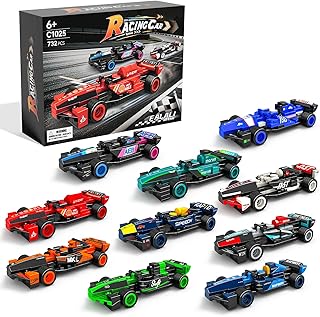 F1 Race Cars Building Blocks 10 Pack,Car Toy Building Set for Kids,732 PCS DIY Collectible Cars for Boys & Girls Ages 6+, Surprise Gift for Racing Fans Idea for Birthday/Children’s Day/Party
