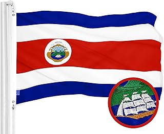G128 Costa Rica Costa Rican Flag | 3x5 Ft | ToughWeave Series Embroidered 300D Polyester | Country Flag, Embroidered Design, Indoor/Outdoor, Brass Grommets