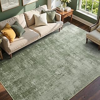 6x9 Ft Large Area Rugs for Living Room, Soft Non-Slip Washable Rugs Modern Abstract Pattern Carpet for Bedroom Indoor Floor Nursery Home Decor (Green)