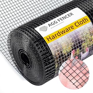 16in x 10ft Black Hardware Cloth 1/2 inch 19Ga PVC Coated Wire Mesh Vinyl Coated Fence, Welded Metal Chicken Wire Fencing Roll, Garden Plant Fencing, for Chicken Coop and Home Improvement