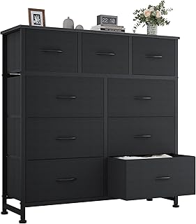 OLIXIS 9 Drawers Storage Organizers Units, Closet Organizers and Storage for Clothes, Fabric Storage Drawer for Living Room, Chest of Dresser in 39.4" D x 11.8" W x 39.9" H, Black