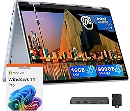 Inspiron 14 2-in-1 Laptop, 14" WUXGA Touch Display, Intel 7 150U, 16GB DDR5, 800GB Storage (512GB SSD+288GB Docking Station Set), Fingerprint Reader, Backlit Keyboard, Wi-Fi 6E, Win 11 Pro, Blue
