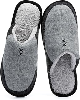 Mens Two-Tone House Slippers with Memory Foam Cozy Warm Slip On House Shoes for Indoor Outdoor Gifts for Men Him Dad