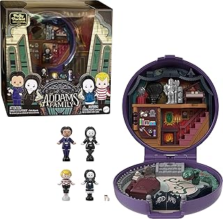 Collector Playset, The Addams Family Compact with 4 Special Edition Character Dolls and 1 Accessory