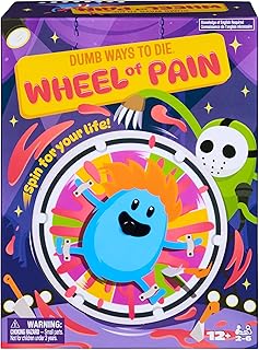Spin Master Games, Dumb Ways to Die: Wheel of Pain Game, Interactive Spinning Wheel, Viral Meme Survival Strategy Fun for Kids, Adults & Family Game Night, 2-6 Players, for Ages 12 & Up