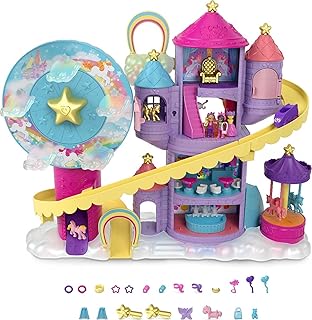 Playset, Rainbow Funland Theme Park with 2 Unicorns, Polly & Shani Micro Dolls, 25 Surprise Accessories