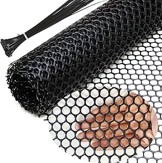 Upgraded Heavy Duty Plastic Chicken Wire Fence Mesh - 15.7" x 10' Black Poultry Netting with 40 Zip Ties - Rustproof Pet Safety Balcony Net, Garden Fencing for Snake/Rabbit, Floral Mesh for Crafts