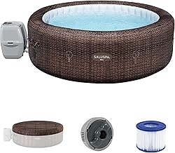 Bestway SaluSpa Bali 5 to 7 Person Inflatable Hot Tub, Round Energy-Efficient Portable Outdoor Spa with 180 AirJets, 85" x 28"