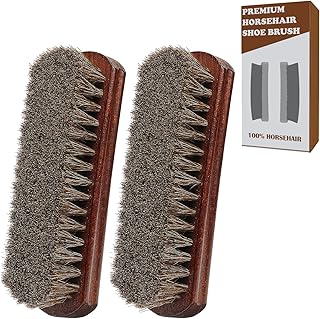 100% Horsehair Brush Professional Premium Horsehair Shoe Dauber Applicators for Leather Shoes Boots Coats Purses Soft Horsehair with Wooden Handle for Grip Leather Shine Polish (7" Brush 2pcs)