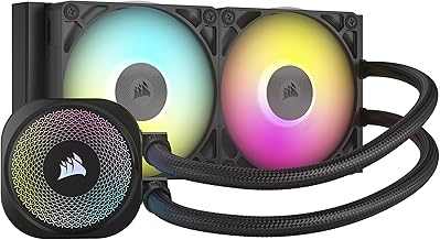 iCUE Link Titan 240 RX RGB Liquid CPU Cooler – 240mm AIO – Low-Noise – FlowDrive Cooling Engine – Intel LGA 1851/1700, AMD AM5/AM4 – 2X RX120 RGB Fans – iCUE Link System Hub Included – Black