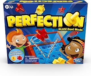 Hasbro Gaming Perfection Plus 2-Player Duel Mode Popping Shapes and Pieces Ages 5 and Up, Easter Gifts for Kids (Amazon Exclusive)