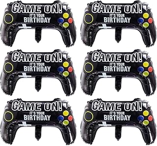 Gamer Balloons Video Game Birthday Decorations 6pcs Birthday Balloon Video Game Party Balloons,24 x 16 Inch Game Controller Balloon Gaming Decorations for Birthday Party (A-Black)